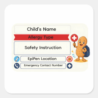 Personalized Peanut Allergy Alert Sticker for Kids