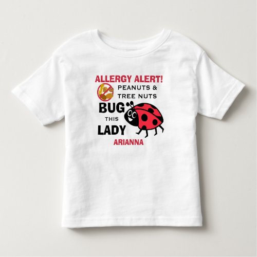 Personalized Peanut Tree Nut Allergy Ladybug Girls Toddler T_shirt