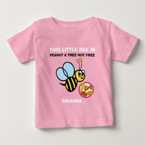 Personalized Peanut Tree Nut Free Bee Kids Cute Baby T_Shirt