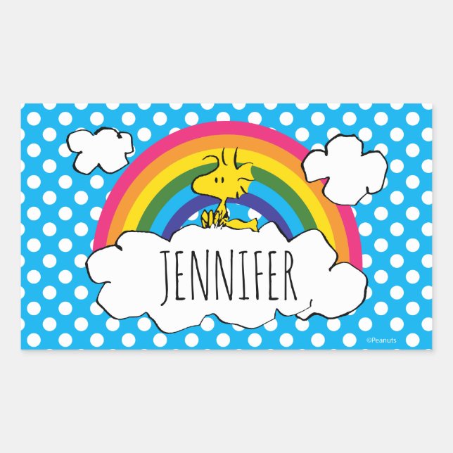 Personalized Peanuts Woodstock | Add Your Name Rectangular Sticker (Front)