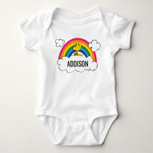 Personalized Peanuts Woodstock Rainbow & Clouds Baby Bodysuit