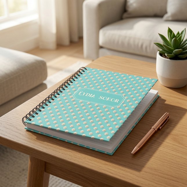 Personalized Pearl and Teal Notebook (Creator Uploaded)