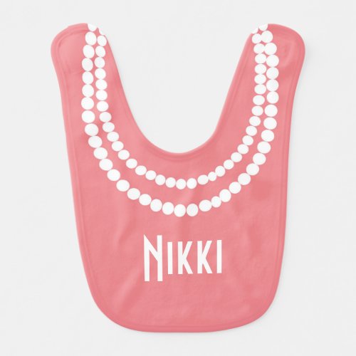 Personalized Pearl Necklace Fashionista Baby Bib