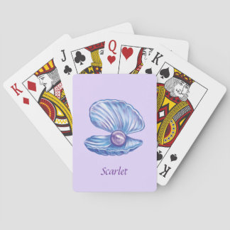 Personalized Pearl of the Ocean (Purple) Poker Cards