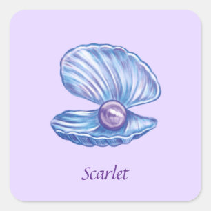 Personalized Pearl of the Ocean (Purple)  Square Sticker