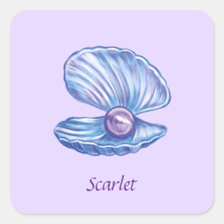 Personalized Pearl of the Ocean (Purple)  Square Sticker