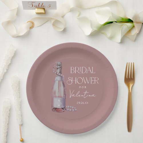 Personalized Pearls  Prosecco Bridal Shower Paper Plates