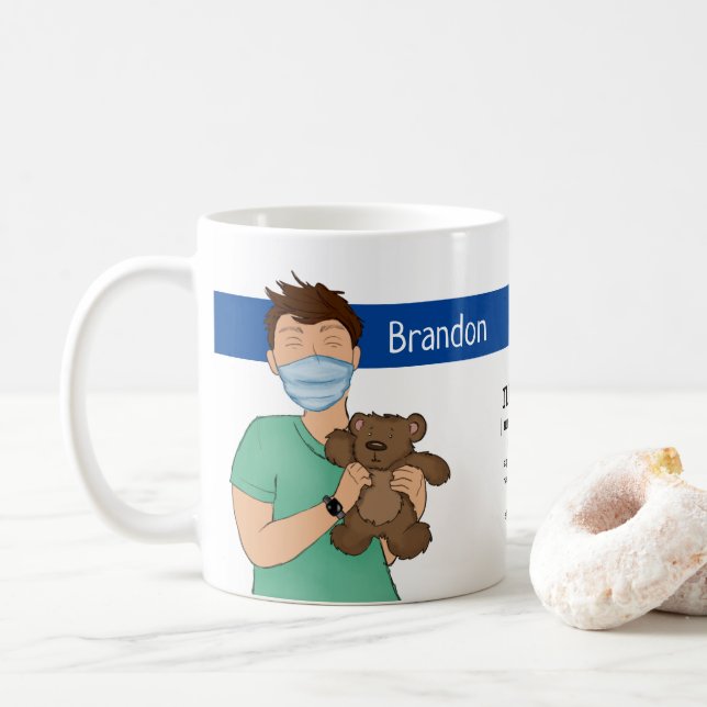 Personalized Pediatric Male Nurse Practitioner Coffee Mug (With Donut)