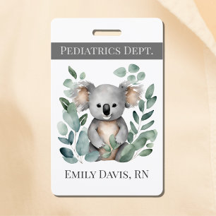 Personalized Pediatric Nurse Name Koala Bear Badge