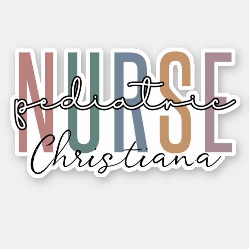 Personalized Pediatric Nurse  Retro Peds Nurse Sticker