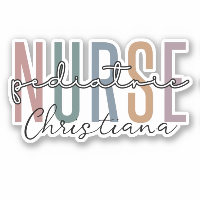 Personalized Pediatric Nurse | Retro Peds Nurse Sticker (Front)