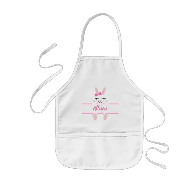 Personalized Peeping Easter Bunny Monogram Kids' Apron (Front)