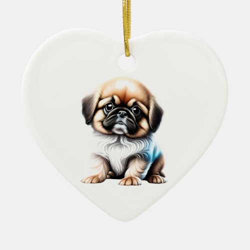 Personalized Pekingese Puppy Ceramic Ornament