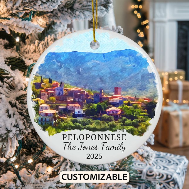 Personalized Peloponnese Ornament, Greece Ceramic Ornament (Creator Uploaded)