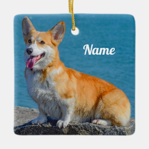 Personalized Pembroke Welsh Corgi Puppy Dog Ceramic Ornament