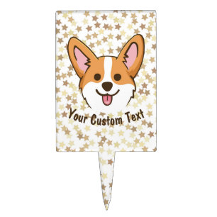 Personalized Pembroke Welsh Corgi Puppy Dog Stars Cake Topper