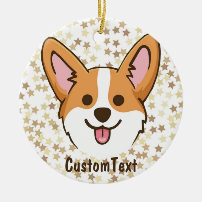 Personalized Pembroke Welsh Corgi Puppy Dog Stars Ceramic Ornament (Front)