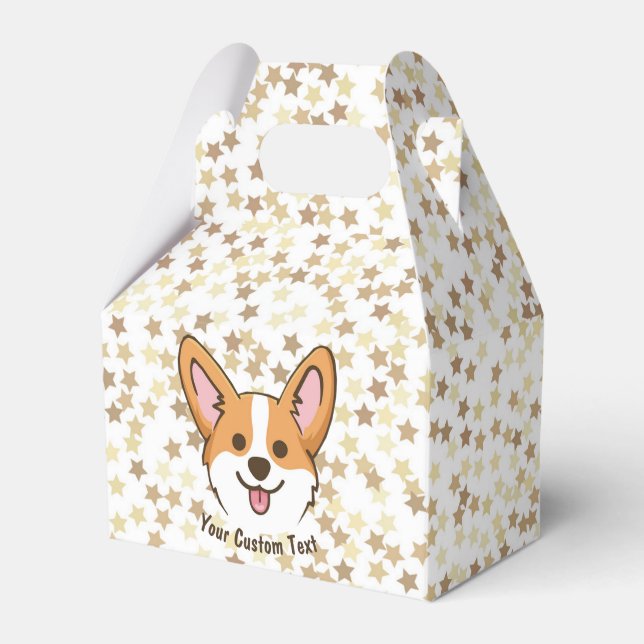 Personalized Pembroke Welsh Corgi Puppy Dog Stars Favor Boxes (Front Side)