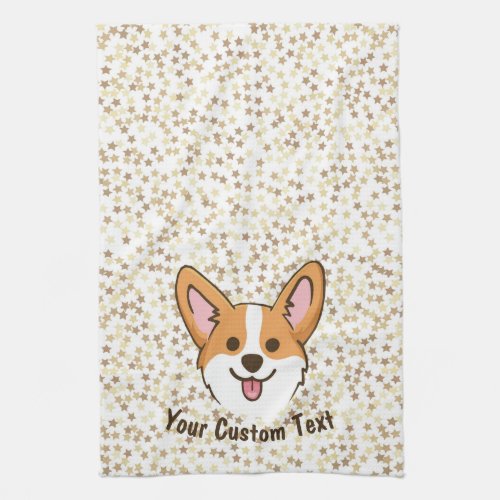 Personalized Pembroke Welsh Corgi Puppy Dog Stars Kitchen Towel