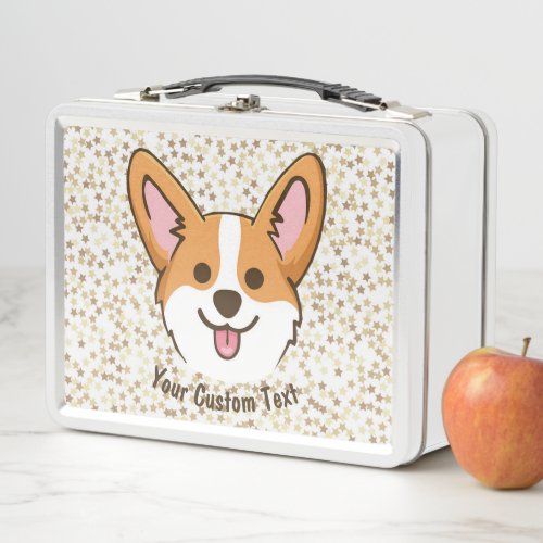 Personalized Pembroke Welsh Corgi Puppy Dog Stars Metal Lunch Box