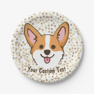 Personalized Pembroke Welsh Corgi Puppy Dog Stars Paper Plates