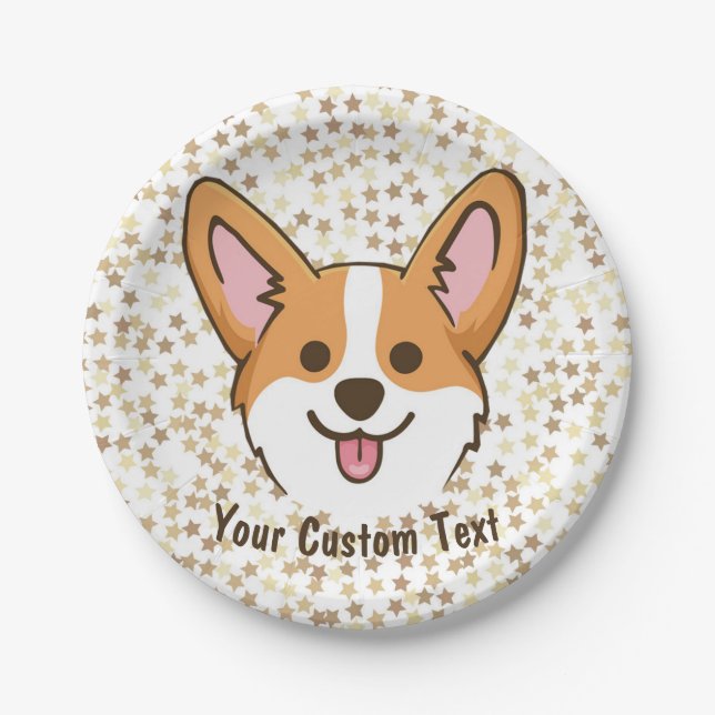Personalized Pembroke Welsh Corgi Puppy Dog Stars Paper Plates (Front)