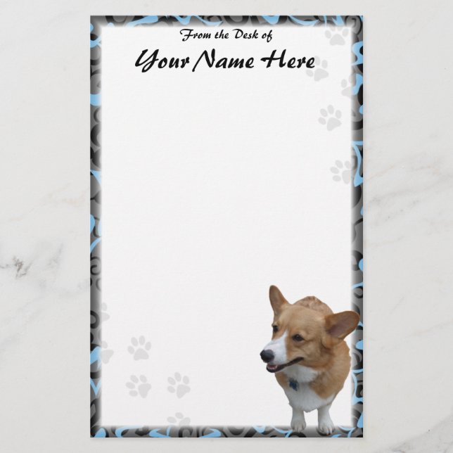 Personalized Pembroke Welsh Corgi Stationery (UL) (Front)