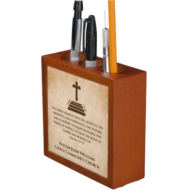 Personalized Pen Pencil Holder with Bible Verse (In Situ)
