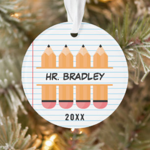 Personalized Pencil Appreciation Teacher Birthday Ornament