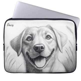 Personalized pencil art Dog-themed Laptop Sleeve