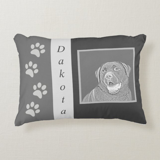 Personalized Pencil Chocolate Lab Accent Pillow (Front)