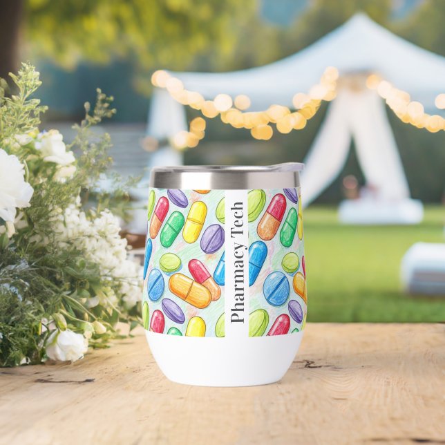 Personalized Pencil Pills Pharmacy Wine Tumbler (Wedding)