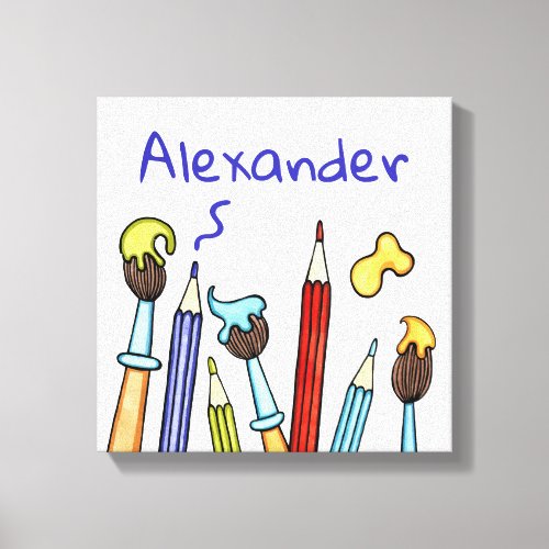 Personalized Pencils and Paintbrushes Artists Canvas Print