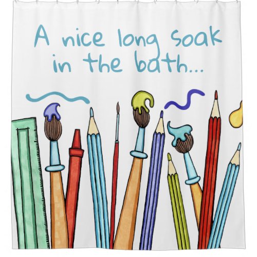 Personalized Pencils and Paintbrushes Shower Curtain