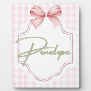 Personalized Penelope Baby Girl Nursery Gingham Plaque
