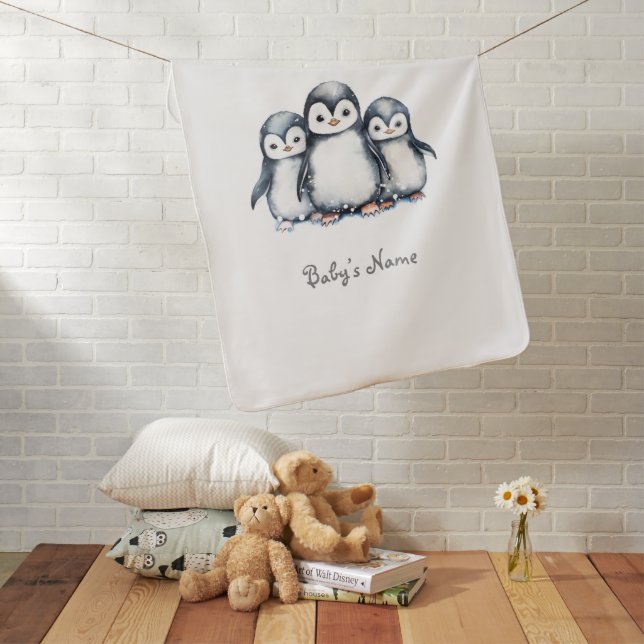 Personalized Penguin Baby Blanket (In Situ)