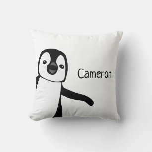 Personalized Penguin Black and white   Baby Throw Pillow