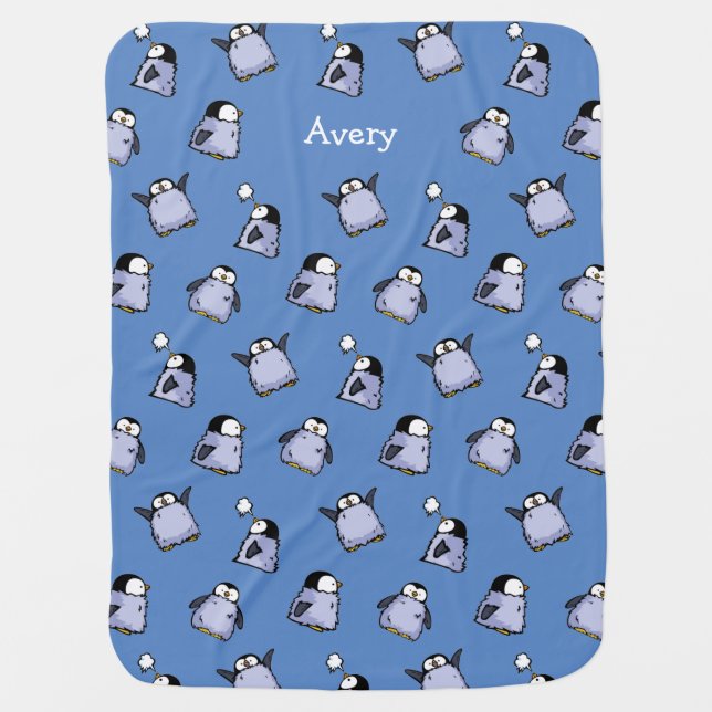 Personalized Penguin Chick Baby Blanket (Front)