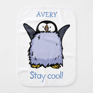 Personalized Penguin Chick Happy Baby Burp Cloth