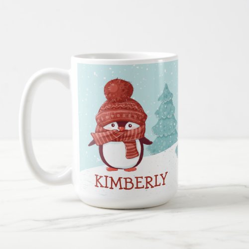 Personalized Penguin Christmas Coffee Mug