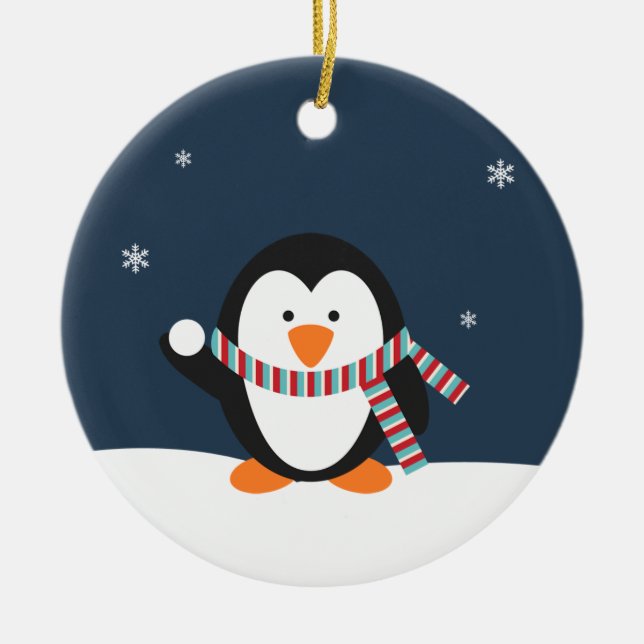 Personalized Penguin Christmas Ornament (Front)