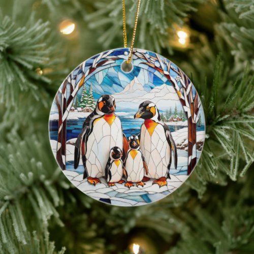Personalized penguin family ornament