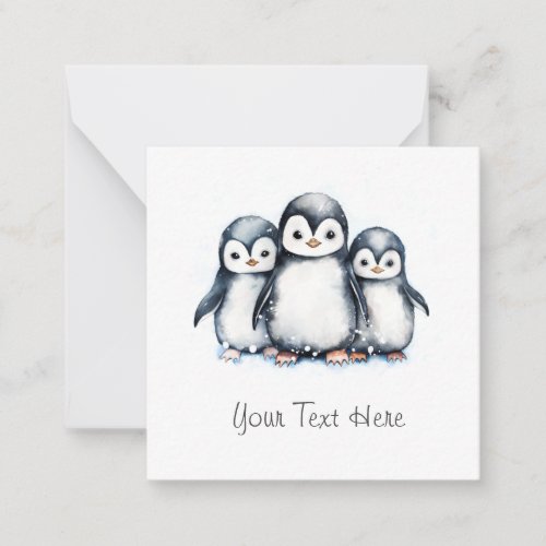Personalized Penguin Flat Note Card