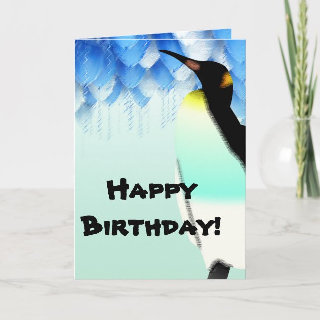 Personalized Penguin Happy Birthday Greeting Card (Front)