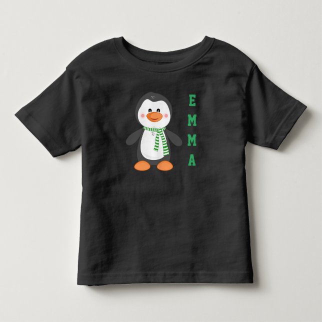Personalized Penguin Hoodie Toddler T-shirt (Front)