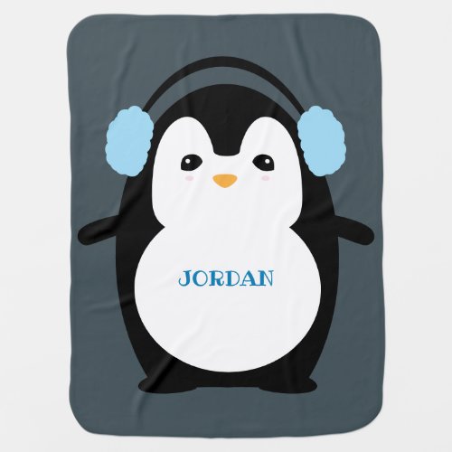 Personalized Penguin Illustration Blanket