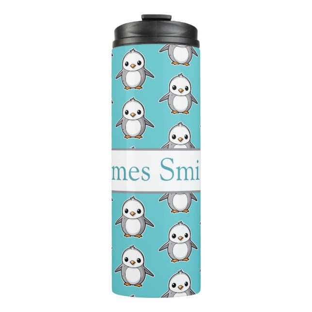 Personalized penguin kids drink tumbler (Front)