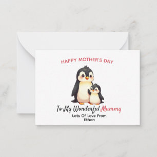 Personalized Penguin Mother's Day Card for Mummy