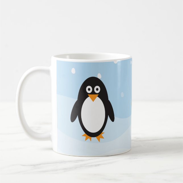 Personalized penguin mug with snowy background (Left)