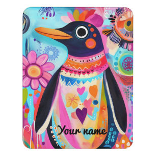 Personalized Penguin Sign: Colorful Arctic Door Sign